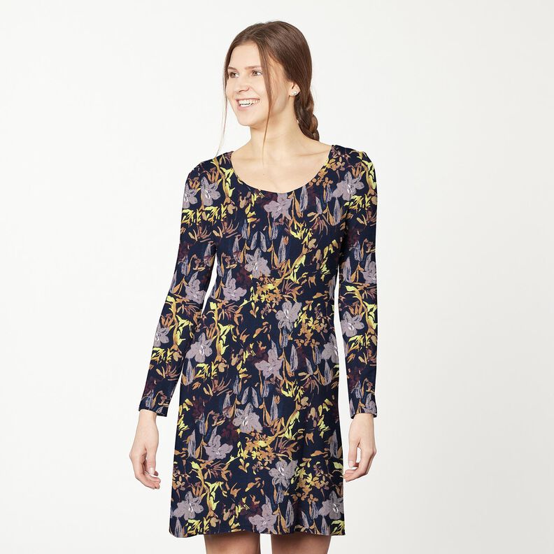 Flower scene viscose jersey – midnight blue,  image number 5