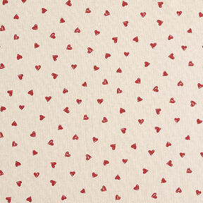 Decor Fabric Half Panama little hearts – carmine/natural, 