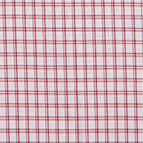 Shirt fabric offset check – white/navy blue, 