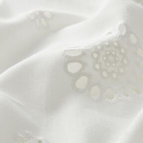 Flowers broderie anglaise cotton fabric – white, 