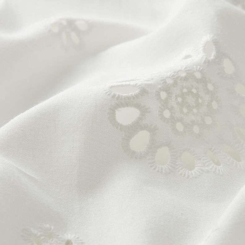 Flowers broderie anglaise cotton fabric – white,  image number 2