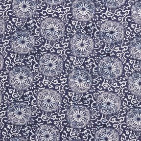 Cotton Cretonne floral mandala – white/midnight blue, 