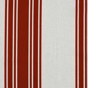 Decor Fabric Panama Block Stripes – carmine/misty grey, 