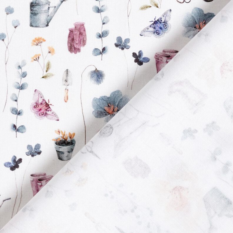 Cotton Poplin gardening – white/blue grey,  image number 4