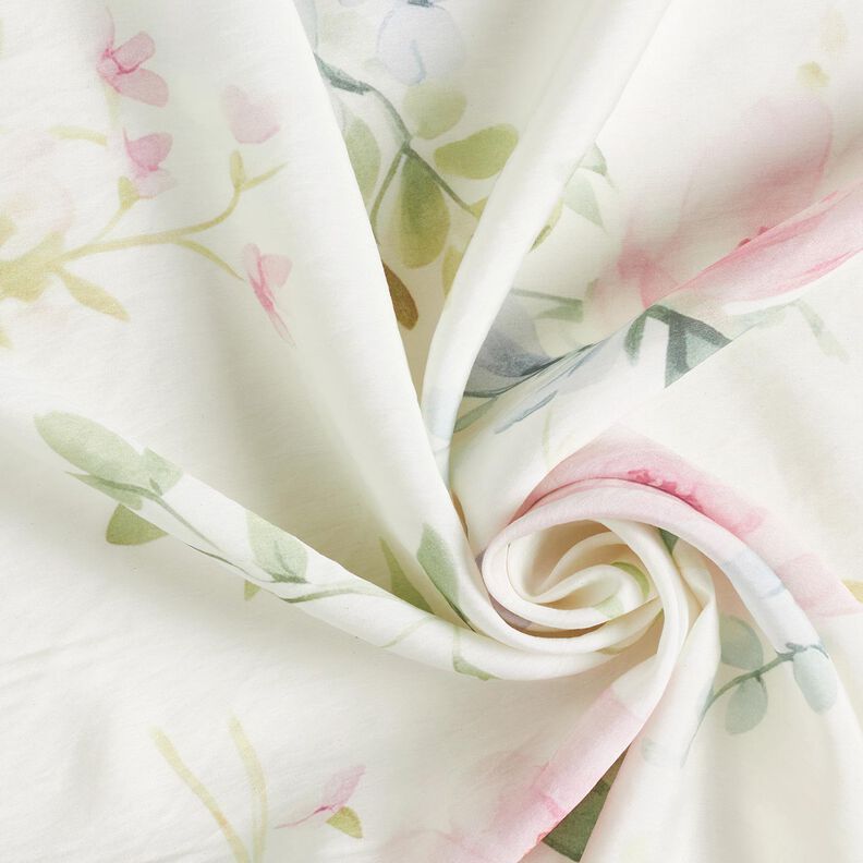 Voile Viscose Blend Delicate Roses – ivory/rosé,  image number 3
