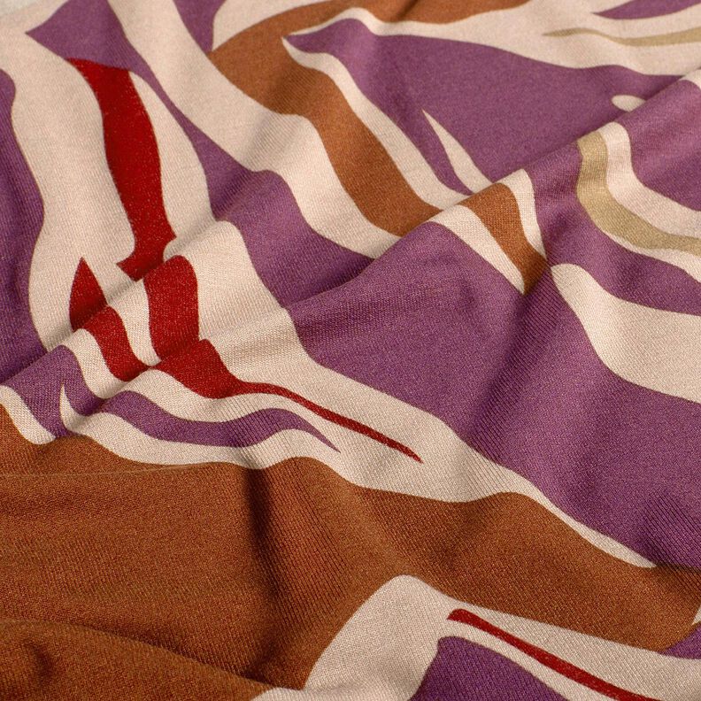 Viscose Jersey Abstract Waves – aubergine/light dusky pink,  image number 2