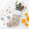 Decor Fabric Half Panama festive penguins – natural/carmine,  thumbnail number 5