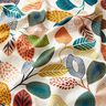 Decor Fabric Panama dotted leaves – offwhite/petrol,  thumbnail number 2