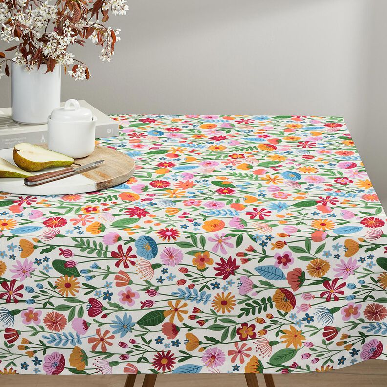 Decor Fabric Half Panama colourful flowers – ivory/pastel violet,  image number 8