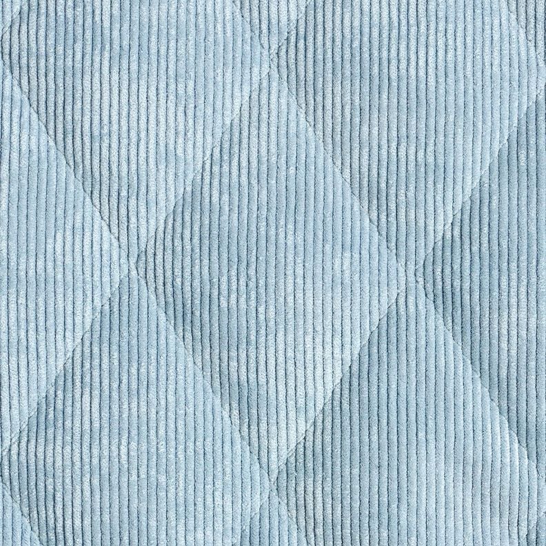 Quilted Fabric Corduroy with fur backing diamonds – light blue, image number 1