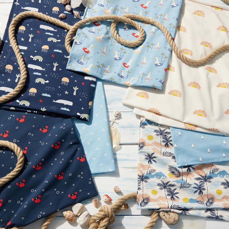 Cotton Jersey small anchor Digital Print – light blue,  image number 5