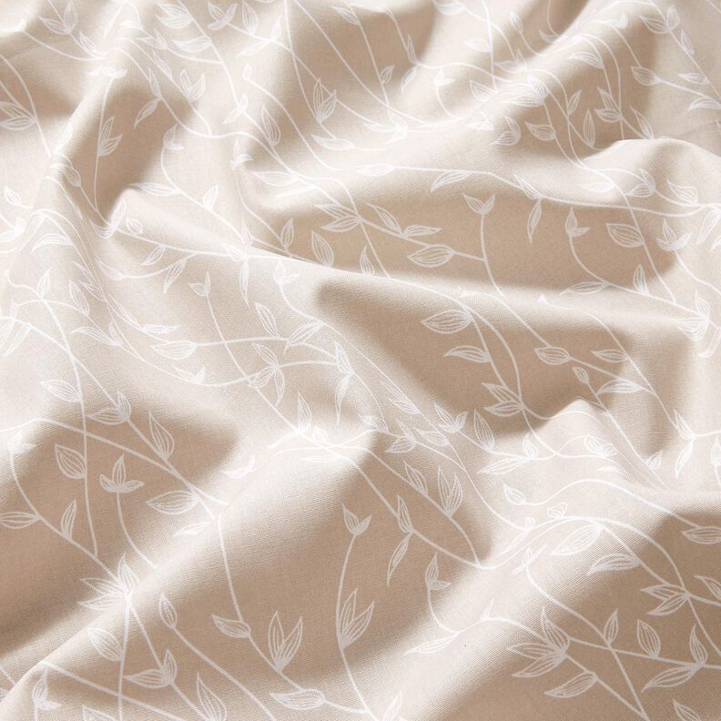 Cotton Poplin Leafy Vines – misty grey,  image number 2