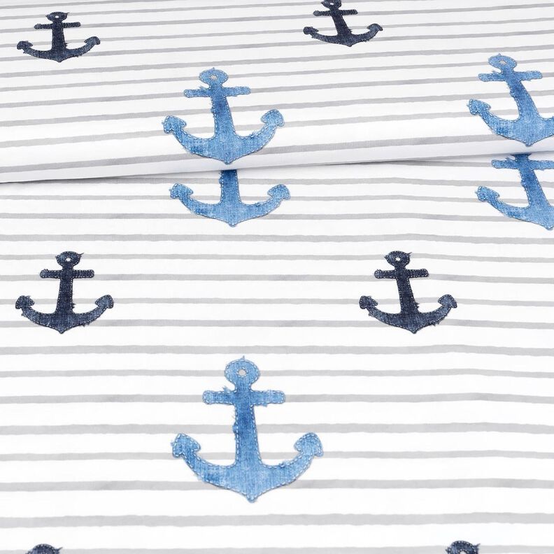 Cotton Jersey Anchor patches | Glitzerpüppi – white/silver grey,  image number 2