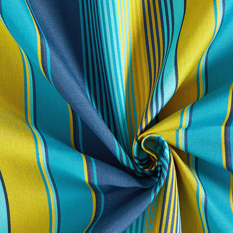 Outdoor Fabric Canvas Stripes – blue/mustard,  image number 3