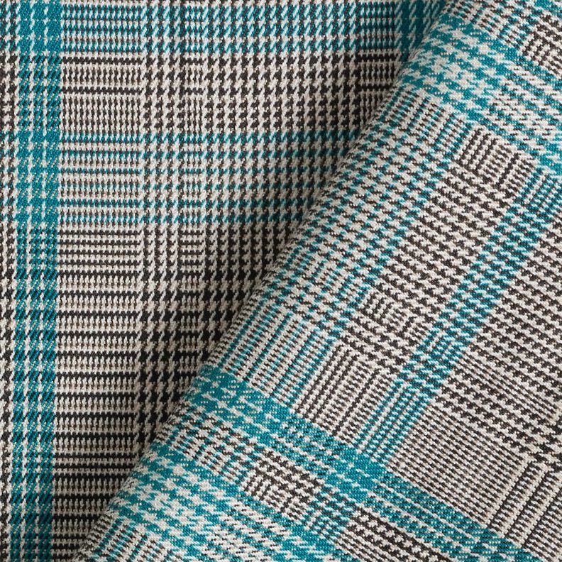 Viscose mix Prince of Wales check – turquoise/black,  image number 4