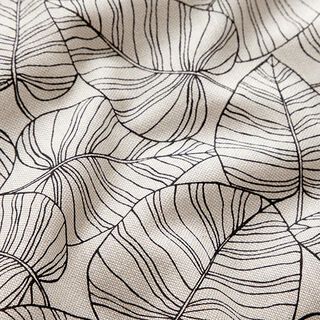 Decor Fabric Half Panama fine leaves – natural/black, 