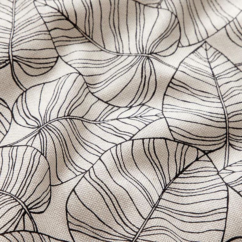 Decor Fabric Half Panama fine leaves – natural/black,  image number 2