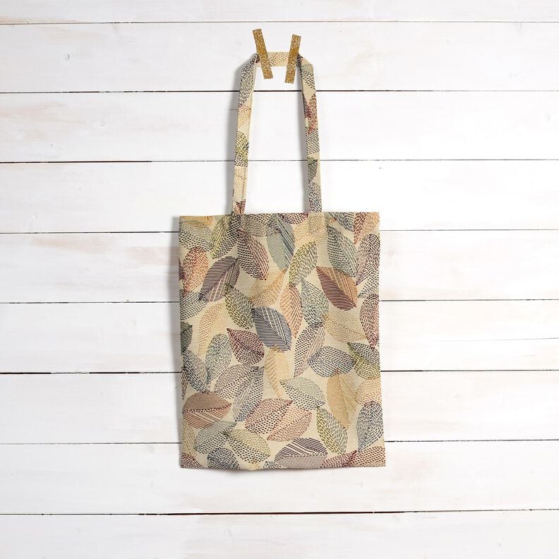 Decor Fabric Tapestry Fabric Leaf sketches – light beige/green,  image number 6