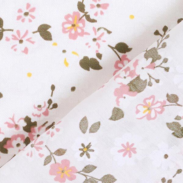 Silk-viscose satin scattered flowers – white,  image number 5