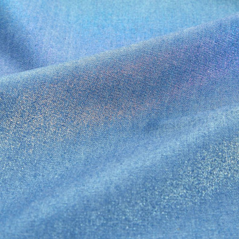 Chambray Rainbow Shimmer Foil Print | Poppy Fabrics – denim blue/colour mix,  image number 5