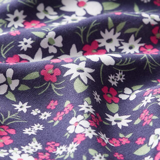 Sea of flowers viscose fabric – navy blue, 