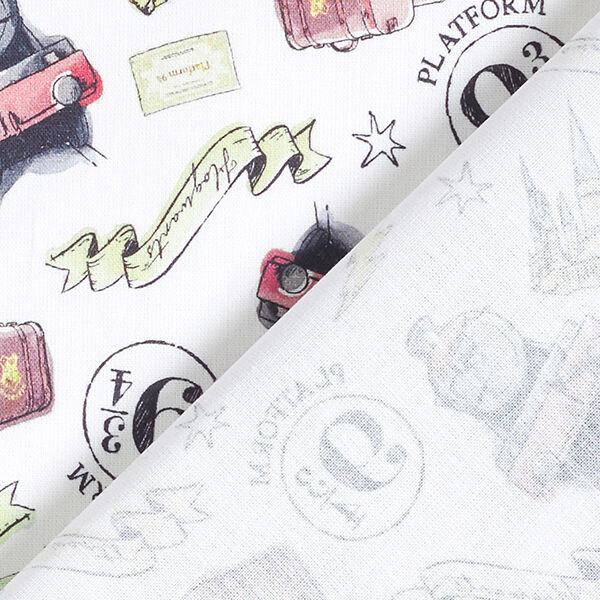 Cretonne Licensed Fabric ‘Harry Potter’ Travelling on the Hogwarts Express | Warner Bros. – white,  image number 4