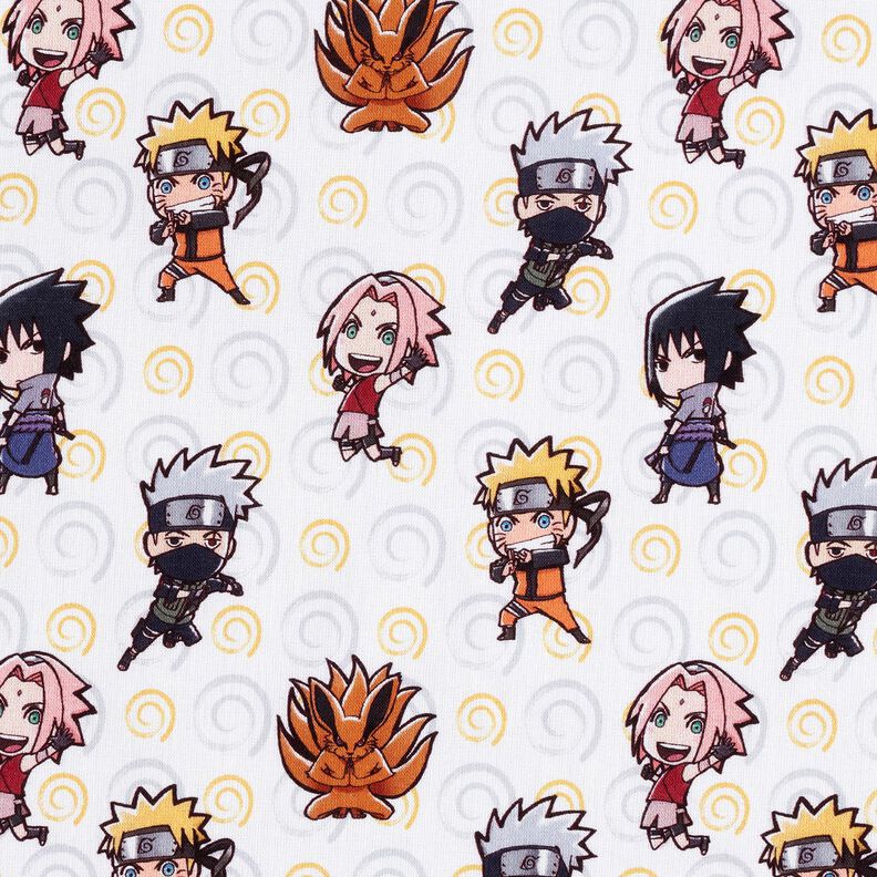 Cotton Poplin Chibi Naruto Licensed Fabric – white,  image number 1
