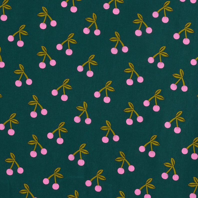 Coated Cotton cute cherries – dark green, image number 1