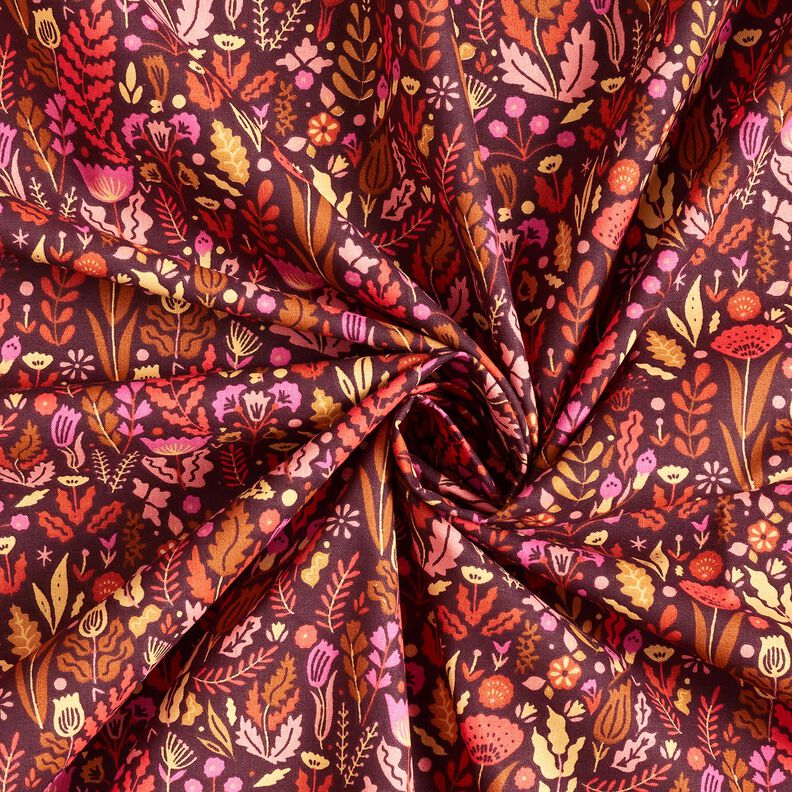 Cotton Cretonne wildflowers – merlot/purple, image number 3