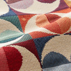 Decor Fabric Tapestry Fabric circles and squares – light beige/blue, 