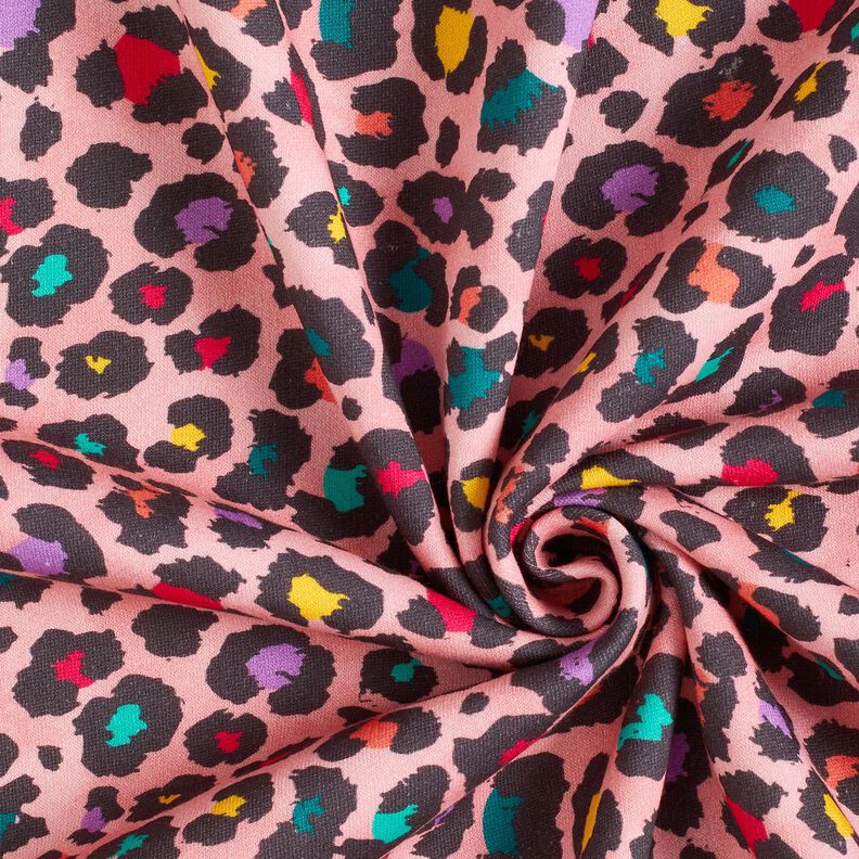 Brushed Sweatshirt Fabric Colourful Leopard Print – pink,  image number 3