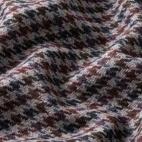 Coat Fabric Wool Blend small houndstooth – merlot/silver, 