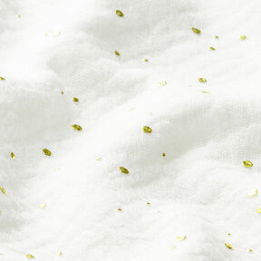 Scattered Gold Polka Dots Cotton Muslin – white/gold, 