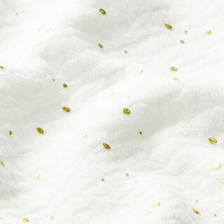 Scattered Gold Polka Dots Cotton Muslin – white/gold, 
