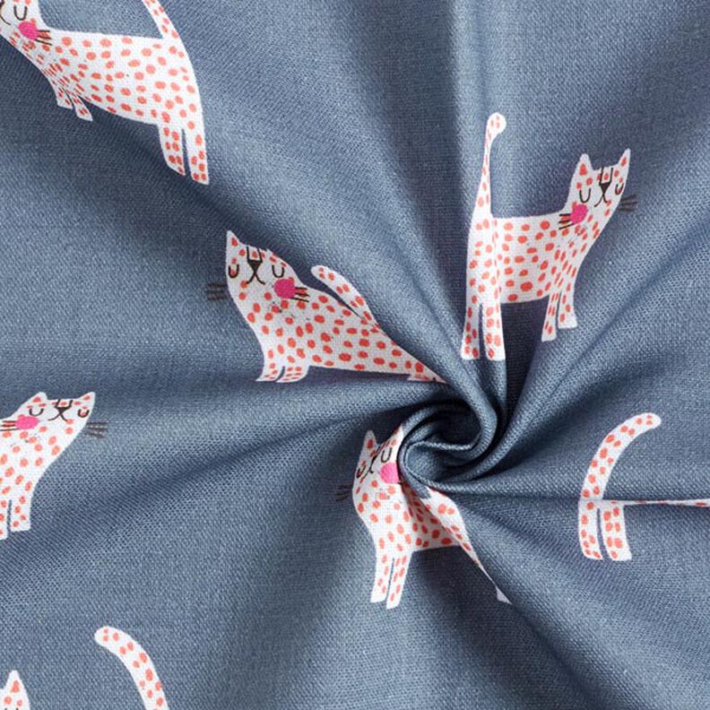 Decor Fabric Half Panama Cats – dark grey,  image number 4