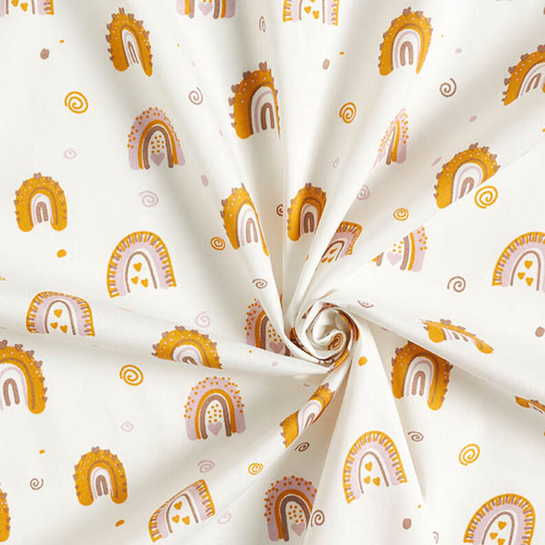 Cotton Poplin cute rainbows – curry yellow yellow/white,  image number 3