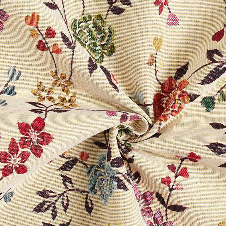 Decor Fabric Tapestry Fabric Creeping Roses – light beige/red,  image number 3