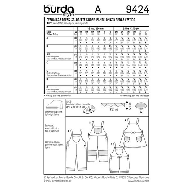 Bib Overall / Bib-Top Pinafore Dress, Burda 9424,  image number 6