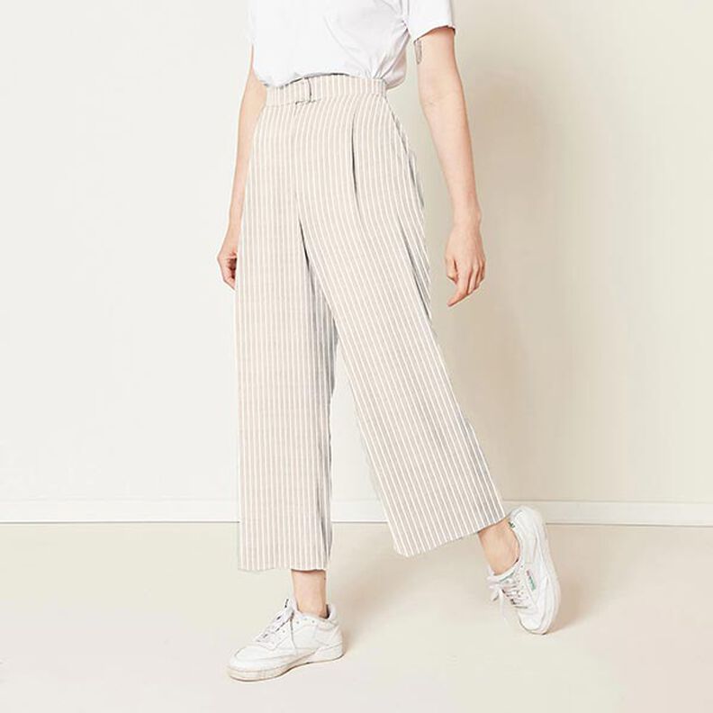 Linen Cotton Blend Wide Stripes – beige/offwhite,  image number 9