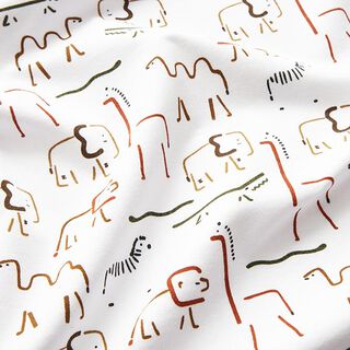 Brushed Sweatshirt Fabric abstract savanna animals – white, 