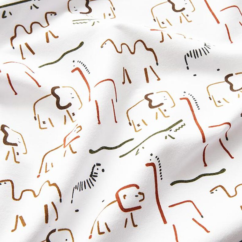 Brushed Sweatshirt Fabric abstract savanna animals – white,  image number 2
