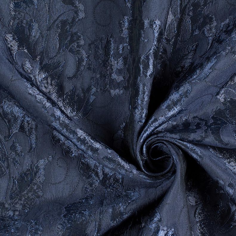 Garment Jacquard Brocade Flowers – navy blue,  image number 3