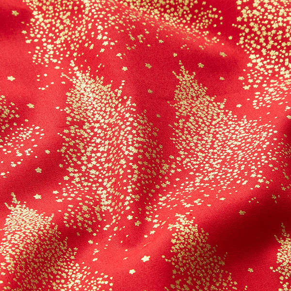 Cotton Poplin Gold Dust Fir Trees – red/gold,  image number 2