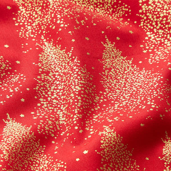 Cotton Poplin Gold Dust Fir Trees – red/gold, image number 2