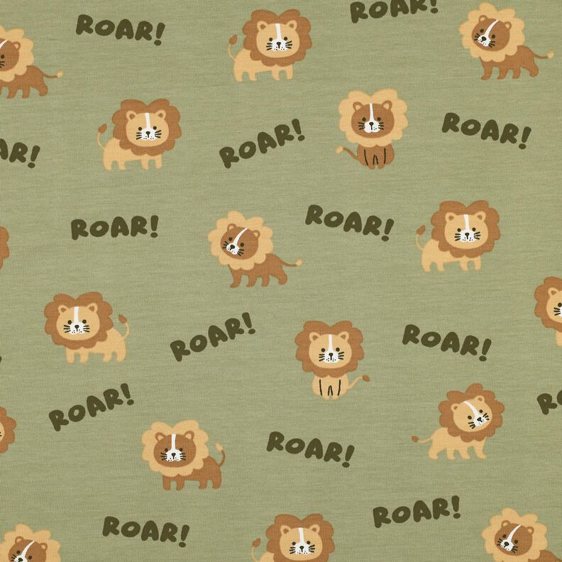 Cotton Jersey Lion | Poppy Fabrics – pistachio/fawn,  image number 1