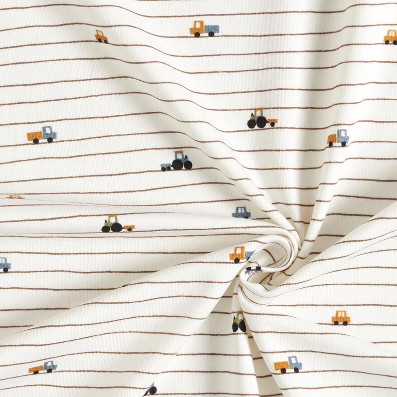 Cotton Jersey Mini vehicles on stripes – offwhite,  image number 3