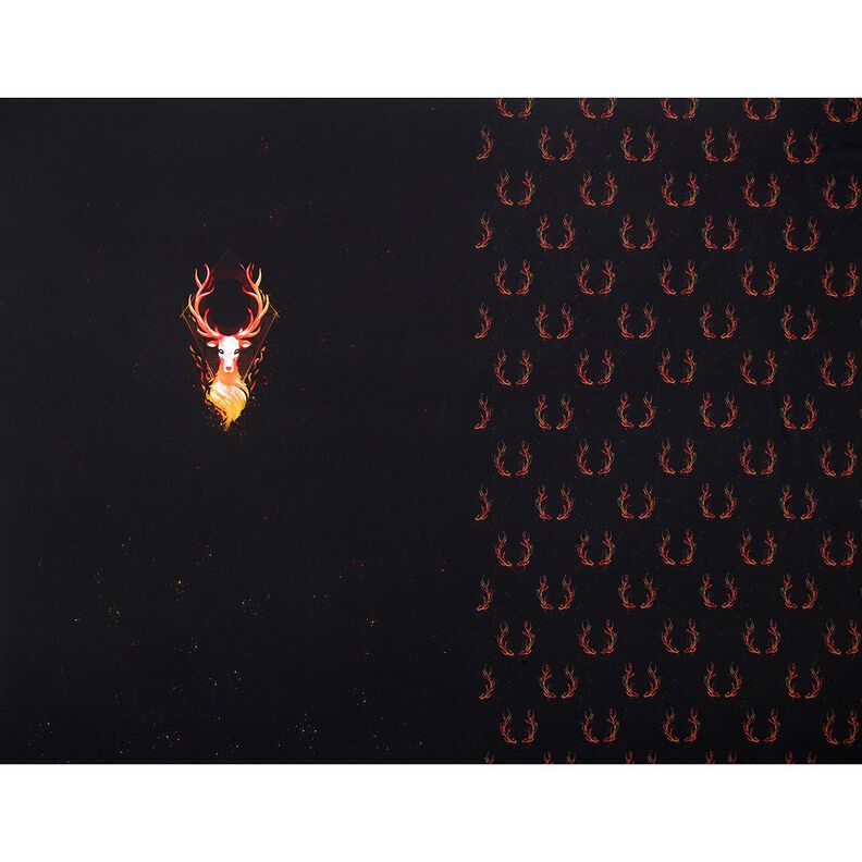 French terry Panel Fire stag | Glitzerpüppi – black/orange, image number 5