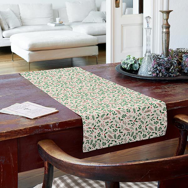 Decor Fabric Half Panama Classic Mistletoe – beige/green,  image number 10