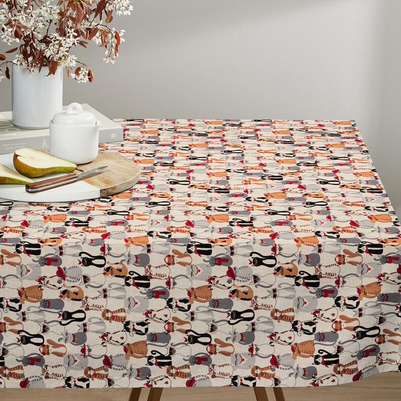 Decor Fabric Half Panama elegant cats – natural/grey,  image number 8