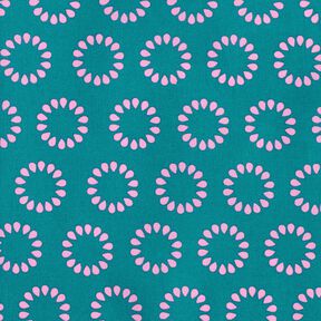Coated Cotton Colourful Circles – petrol/pastel violet, 